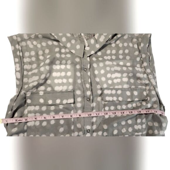 Free People Maxi Duster‎ Cardigan Sleeveless Sheer Dot Lace Blouse Gray White L - Picture 11 of 16